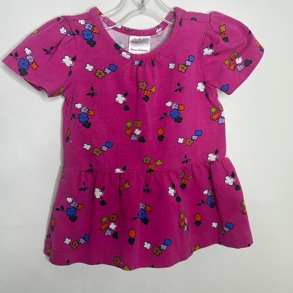 Hanna Andersson  pink floral baby girl dress size 3-6M EUC